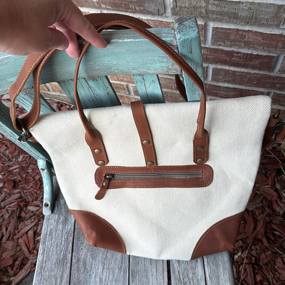 Myra Bag High Seas Upcycled Cream and Brown Anchor Shoulder Bag/Tote - Picture 6 of 13